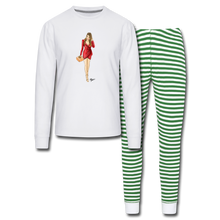 Load image into Gallery viewer, Unisex Pajama Set - white/green stripe