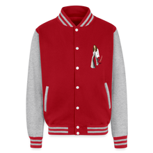 Load image into Gallery viewer, Just Hoods Heavyweight Letterman Jacket - red/heather grey