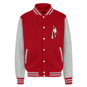 Just Hoods Heavyweight Letterman Jacket - red/heather grey