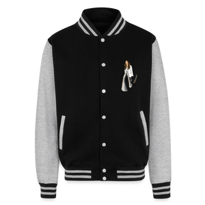 Just Hoods Heavyweight Letterman Jacket - black/heather grey