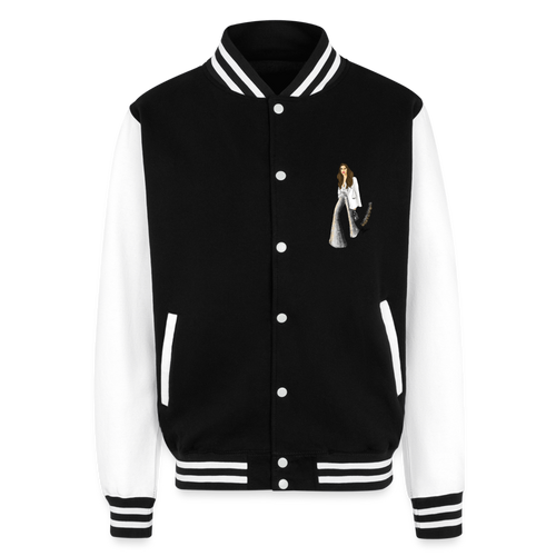 Just Hoods Heavyweight Letterman Jacket - black/white