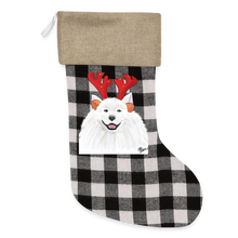 Load image into Gallery viewer, Plaid Christmas Stocking - white/black