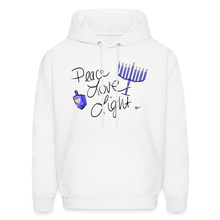 Load image into Gallery viewer, Peace Love Light Adult Hoodie - white