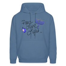 Load image into Gallery viewer, Peace Love Light Adult Hoodie - denim blue